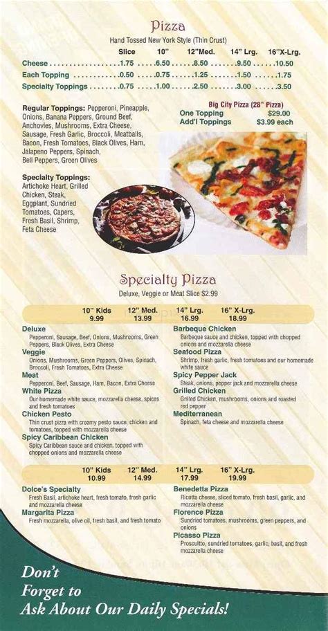 dolces menu